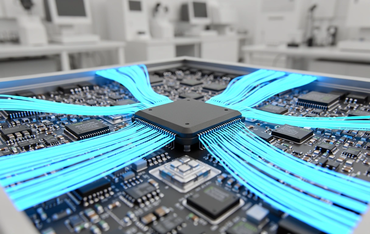 High-tech data processing visualization